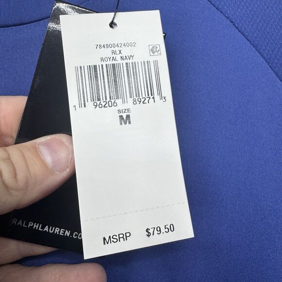 RLX Ralph Lauren Performance Stretch T-Shirt Mens Medium Blue Wicking Golf New - Picture 3 of 16